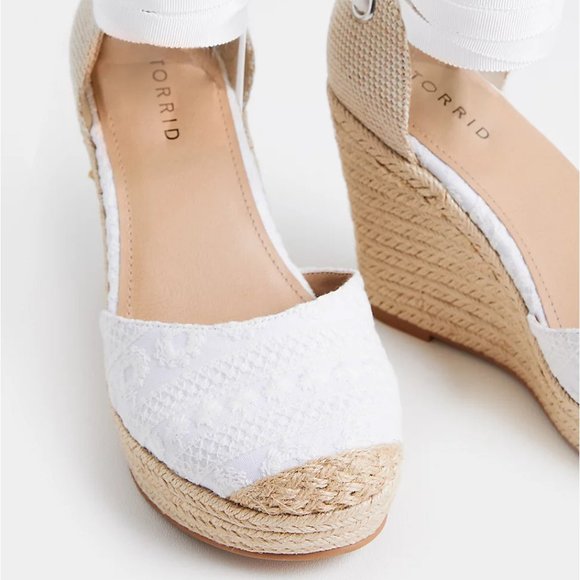 Torrid Embroidered Ankle Wrap Espadrille Wedge 7 - Picture 3 of 5